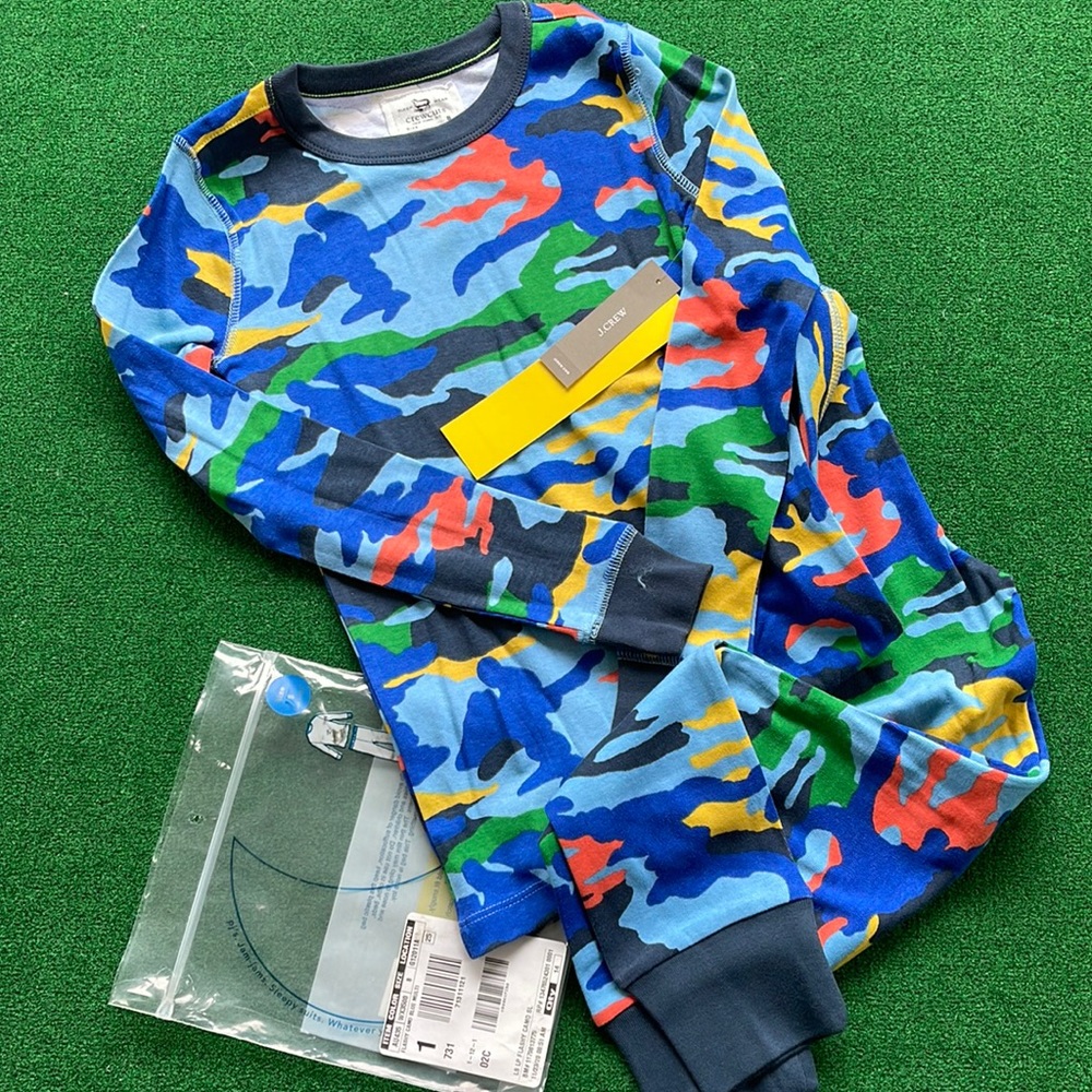 J. Crew Crewcuts Boys multi Color Camo Pajama Set. size 8.